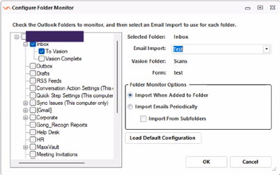 Configure Folder Monitor dialog with tree selected.